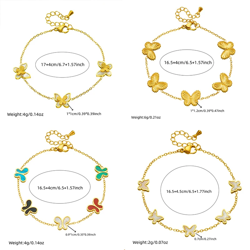DIEYURO 316L Stainless Steel Golden Elegant White Seashell Butterfly Series Set Necklace Earrings Bracelet Trend Jewelry Gift