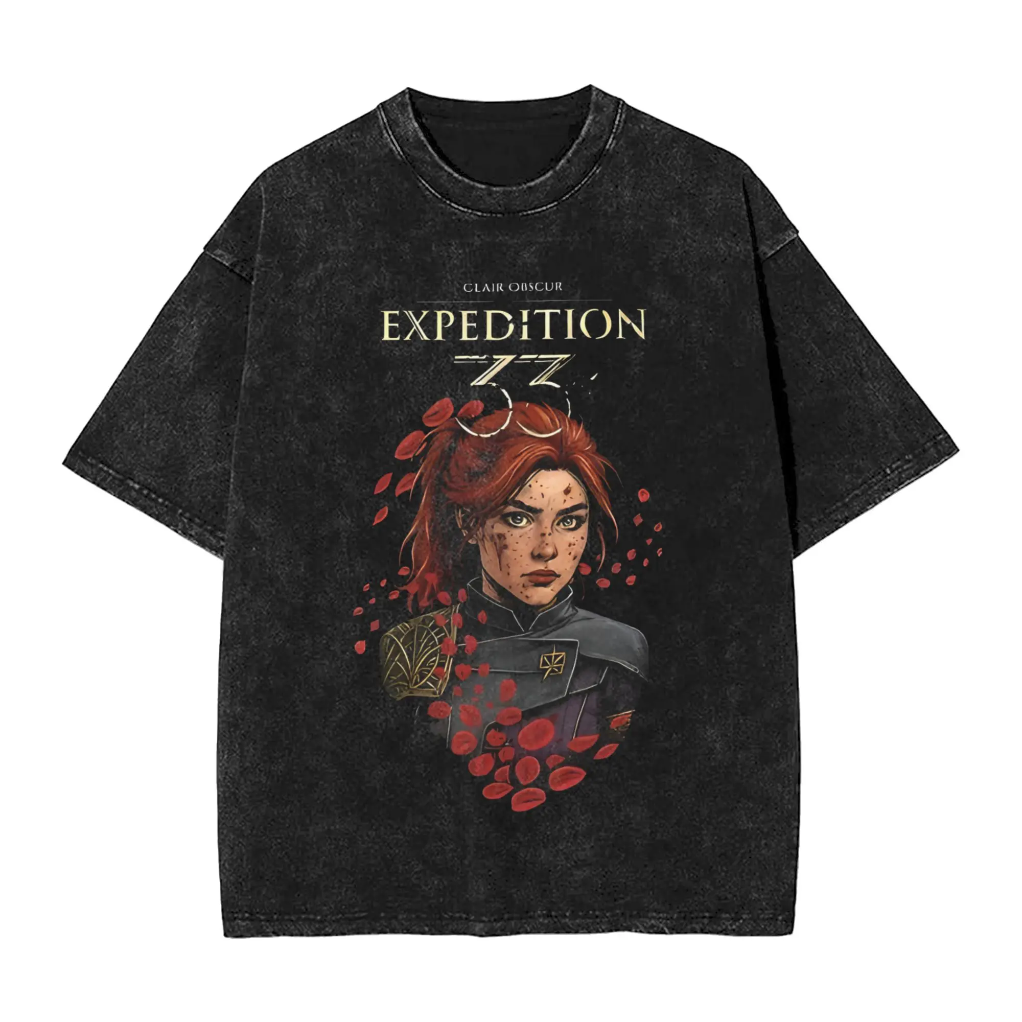 Clair Obscur Expedition 33 Maelle Men's T Shirt Washed Leisure Tees Short Sleeve Crewneck T-Shirts Cotton Plus Size Clothing