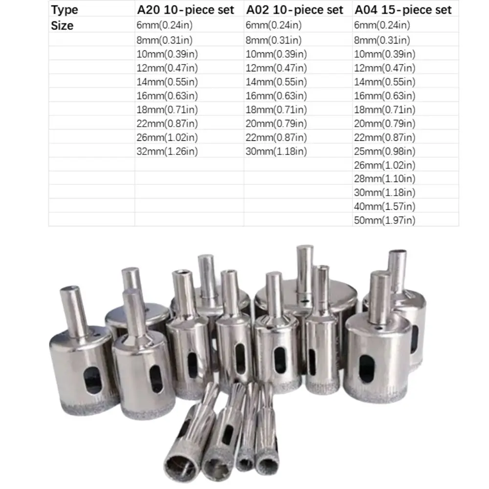 Groot formaat diamantpons Gegalvaniseerd bit Diamantgecoate glazen pons Hard staal Roestvrij staal Tegelmuurpons Keramisch werk
