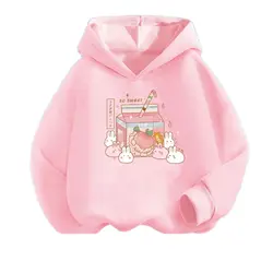 Kawaii Peach Juice Summer Drink Print Hoodies Girls Hooded Sweatshirt Soft Top Student Thin Basic Coat