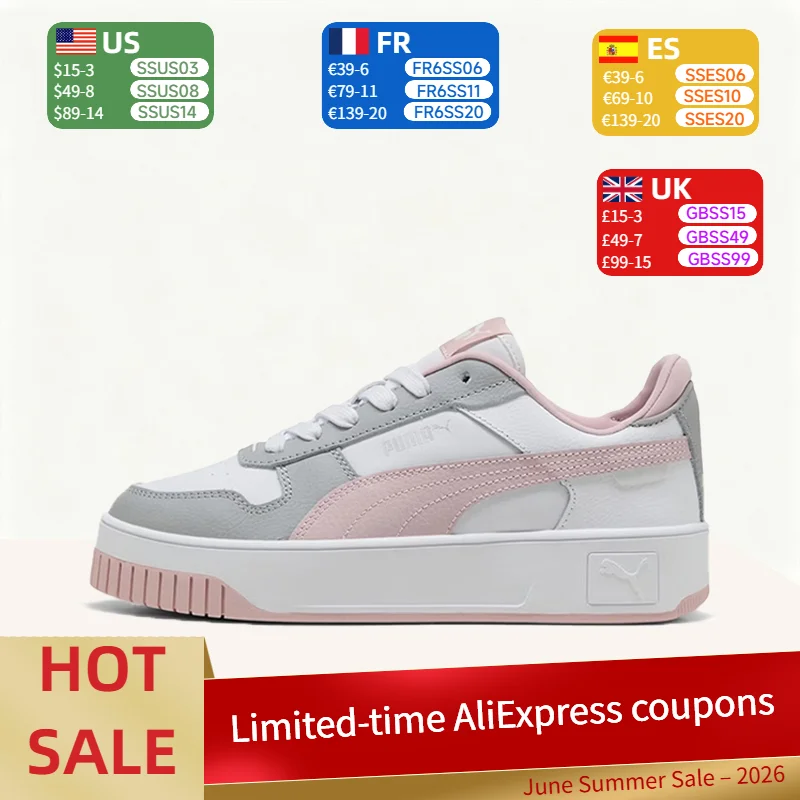 

Puma Carina Street Casual,Comfortable,High-Quality,Versatile,Durable,Cushioned Low-Top Sneakers for Women - White/Gray 389390-53