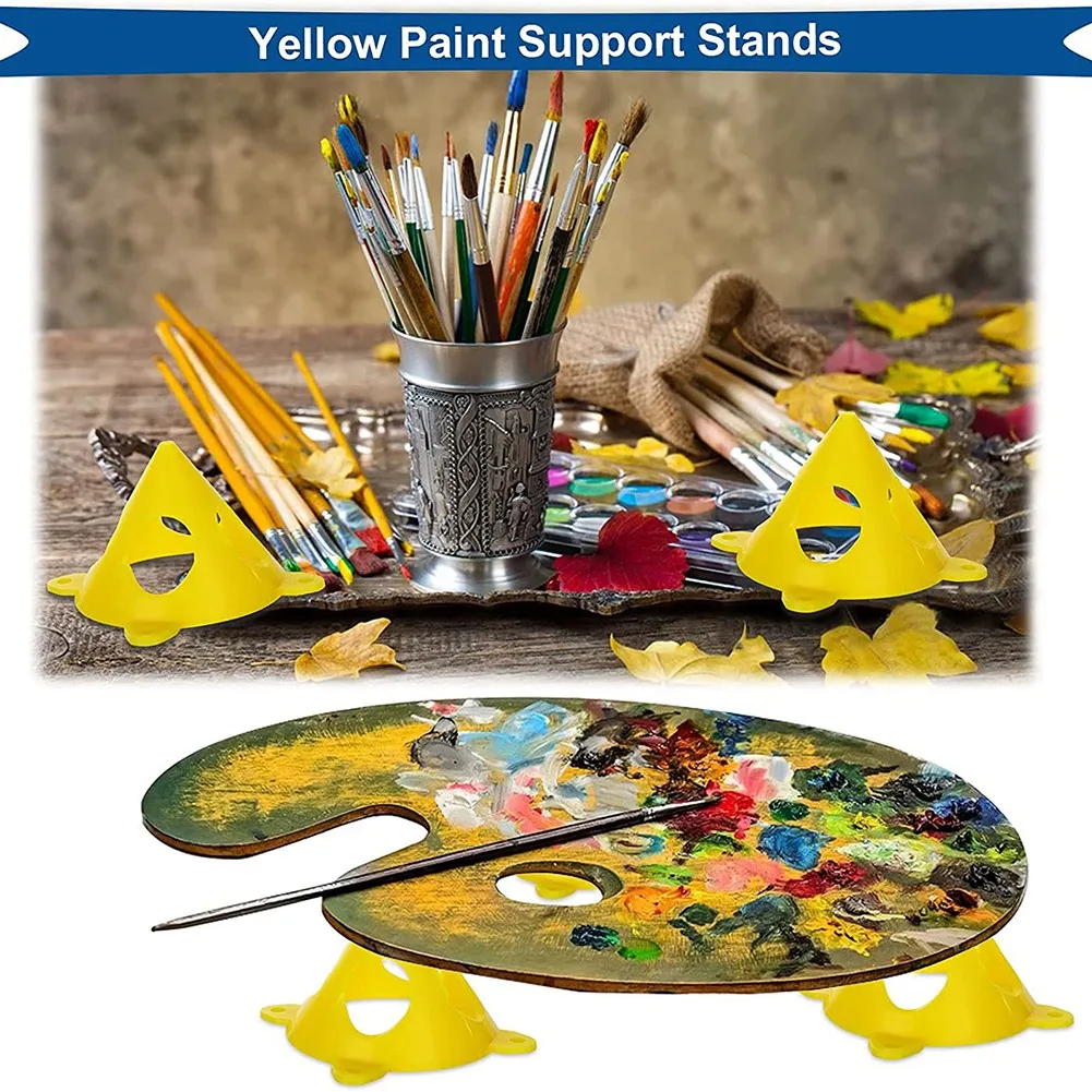 AEE3-50 PCS Yellow Cone Canvas And Cabinet Door Risers, 3.5Inch X 2Inch Pyramid Stands, Acrylic Painting Support Stands