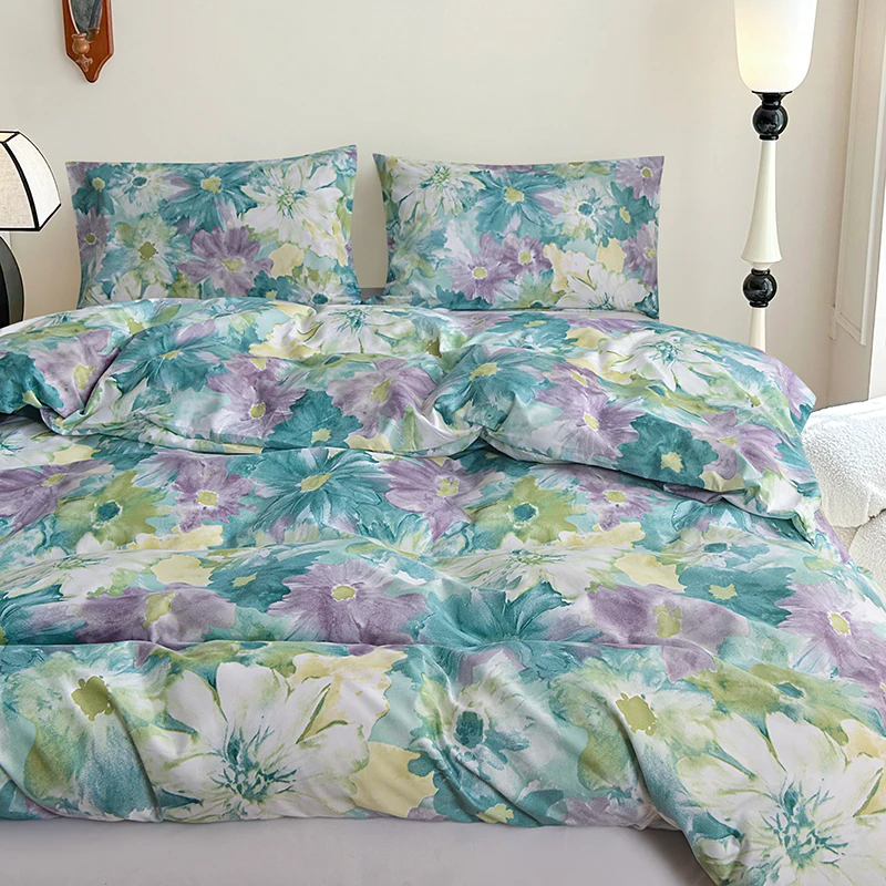 

Flower Printed Duvet Cover for Adults Single/Queen/King Size Comfortable Pastoral Style Quilt Covers housse de couette 220x240