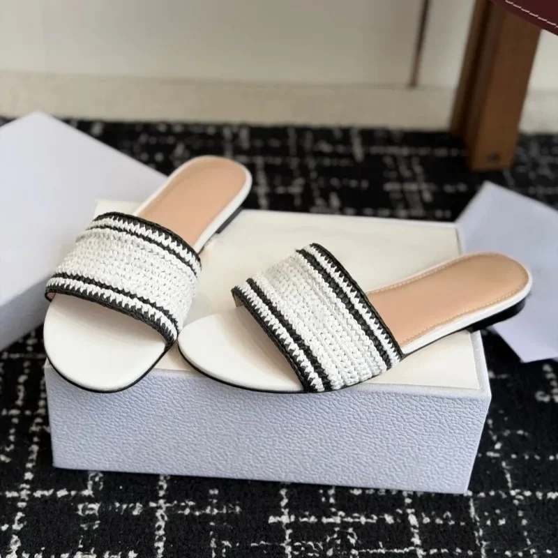 Sandalias de Verano 2026 para Mujer, Sandalias Abiertas de Rafia Tejida, Versátiles para Playa, Vacaciones y Uso Casual