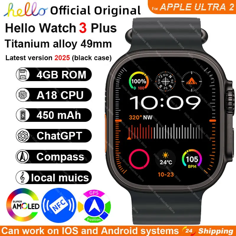 2025Новые оригинальные умные часы Hello Watch 3 Plus ULTRA2 49 мм 4G ROM NFC GPT GPS Компас Часы Bluetooth Вызов Смарт-часы Мужчины Женщины 2025Новые оригинальные умные часы Hello Watch 3 Plus ULTRA2 49 мм 4G ROM NFC GPT GPS Компас Часы Bluetooth Вызов Смарт-часы Мужчины Женщины