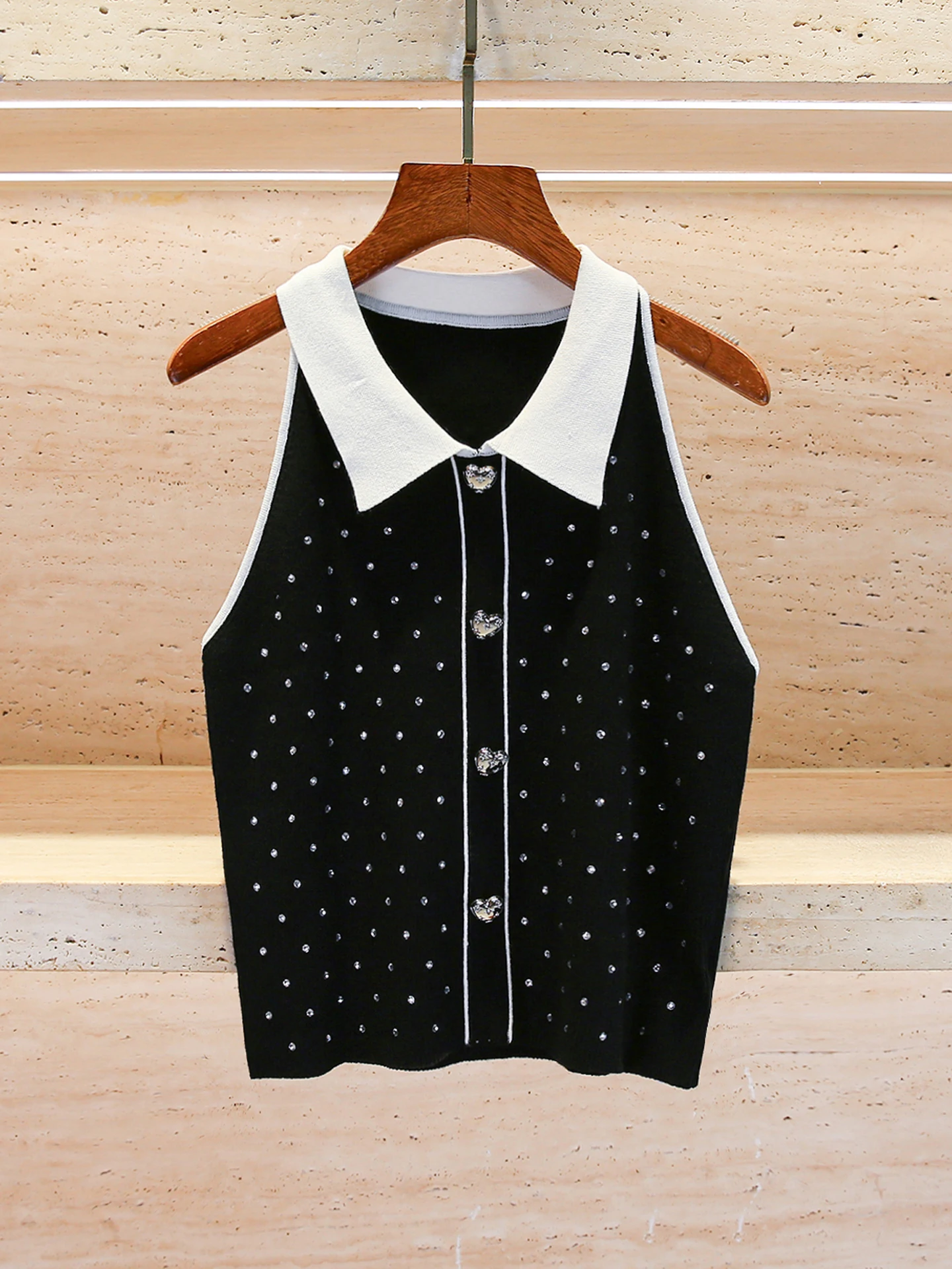 

Luxury Knitted Diamond Embellied Vest Top South Oil High End Women's Faion Commute Sle ort H-ape Bal Cardigan