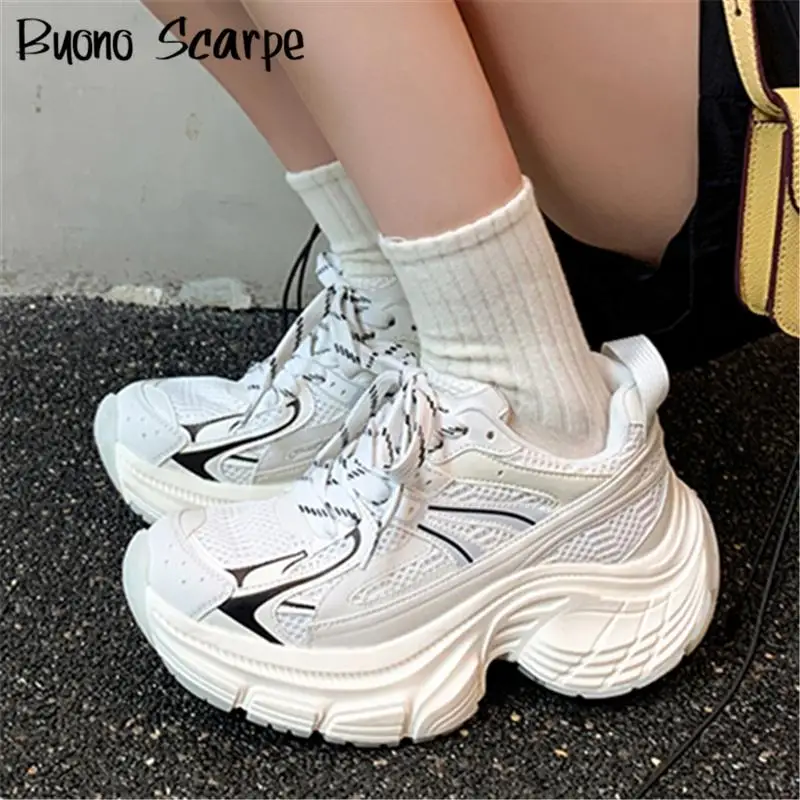 

Роскошные дизайнерские женские кроссовки на толстой платформе, смешанные цвета, универсальные повседневные кроссовки для тренировок, женская спортивная обувь для подиума