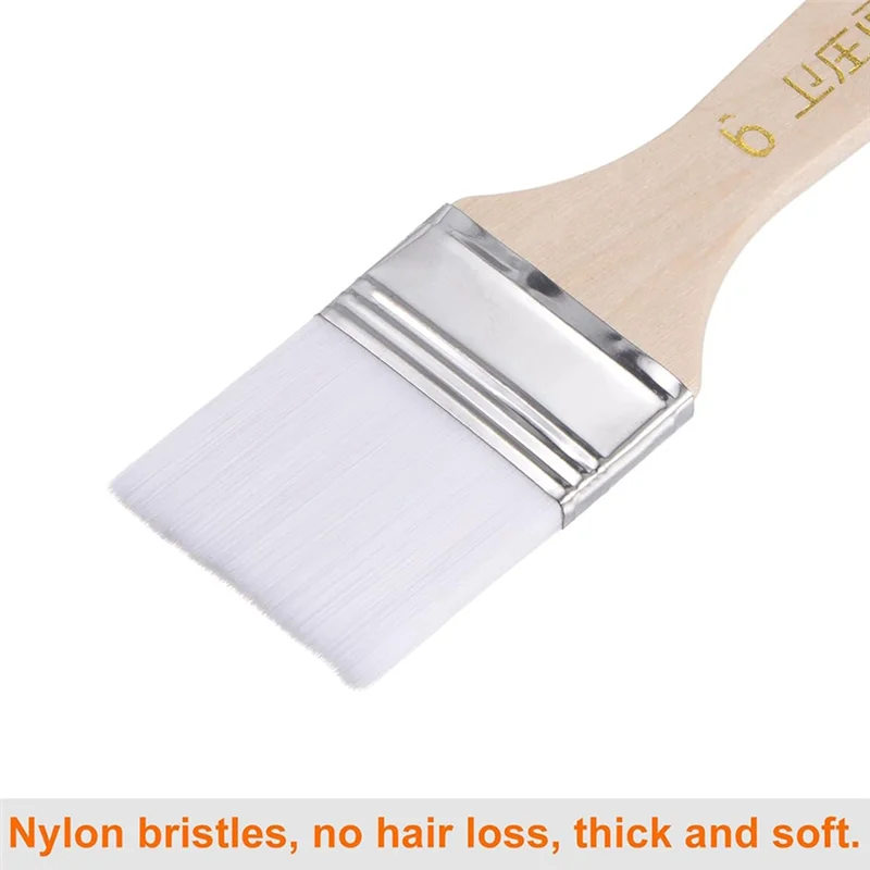 KEKA 15 個ペイントブラシペイントブラシナイロンフラット壁ペイントブラシ柔らかい毛木製ハンドル付き絵画 DIY