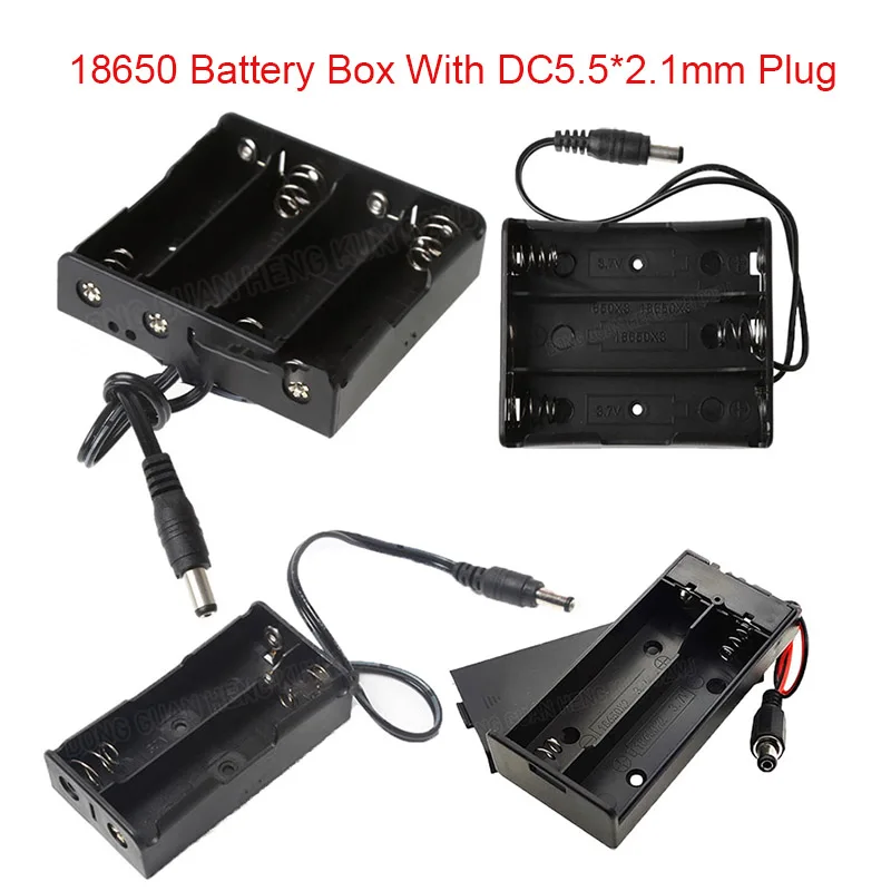 

1 PCS 18650 2*3*4 Series Battery Holder Storage Box With Cover And Switch With DC5.5*2.1mm Plug Battery Storage Box