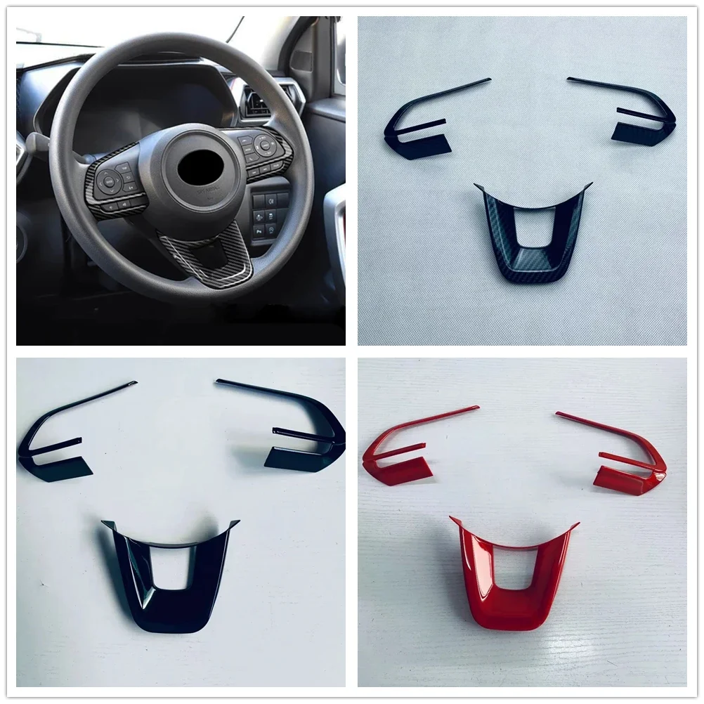 

For Toyota Yaris Ativ Vois 2022 2023 2024 ABS Carbon Fiber Car Steering Wheel Switch Buttons Cover Frame Trims Car Accessories