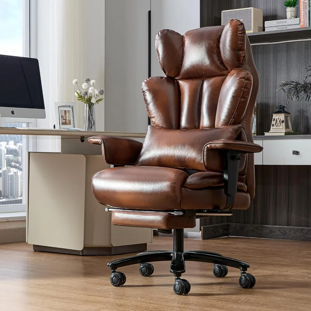

700lbs Big and Tall Office Chair with Footrest & Adjustable Lumbar Pillow, Large Heavy Duty Executive Office, Customized
