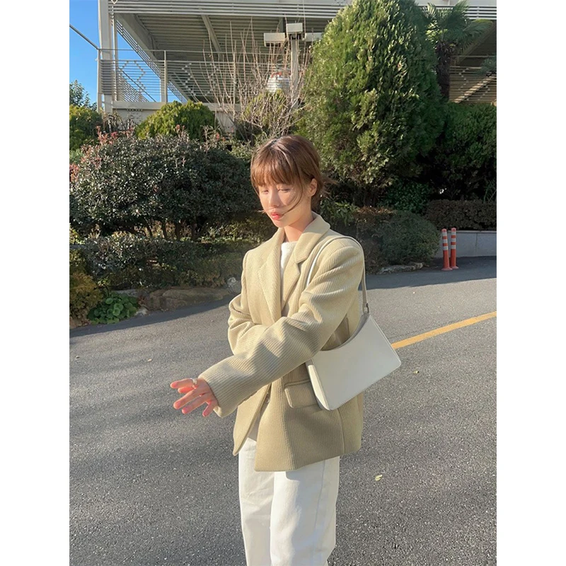 

MEXZT Vintage Corduroy Blazer Women Elegant Black Suit Jacket Korean Single Breasted Coat Winter Ladies Casual Outerwears New