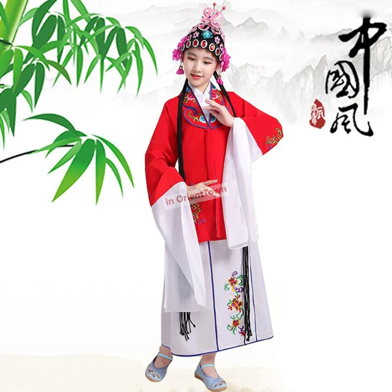 in OrientTown Vintage Classic Stage Wear Girls Chinese Folk Dance Peking Opera Costume Ancient Costume Hanfu Dress Traditional