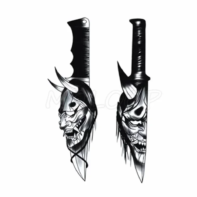 Tatouage Autocollant Temporaire pour Homme et Femme, Faux Tatouage, Dagger Knife Prajna Face 152, Maquillage Imperméable, Art Corporel