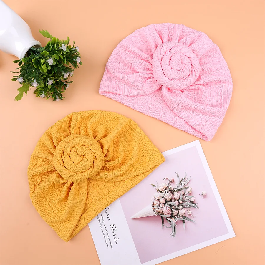 كبير الحلزون الكروشيه عمامة الطفل القبعات Topknot قبعة قطنية طفل صبي فتاة أغطية الرأس بونيه الوليد بيني الاطفال الملحقات #4
