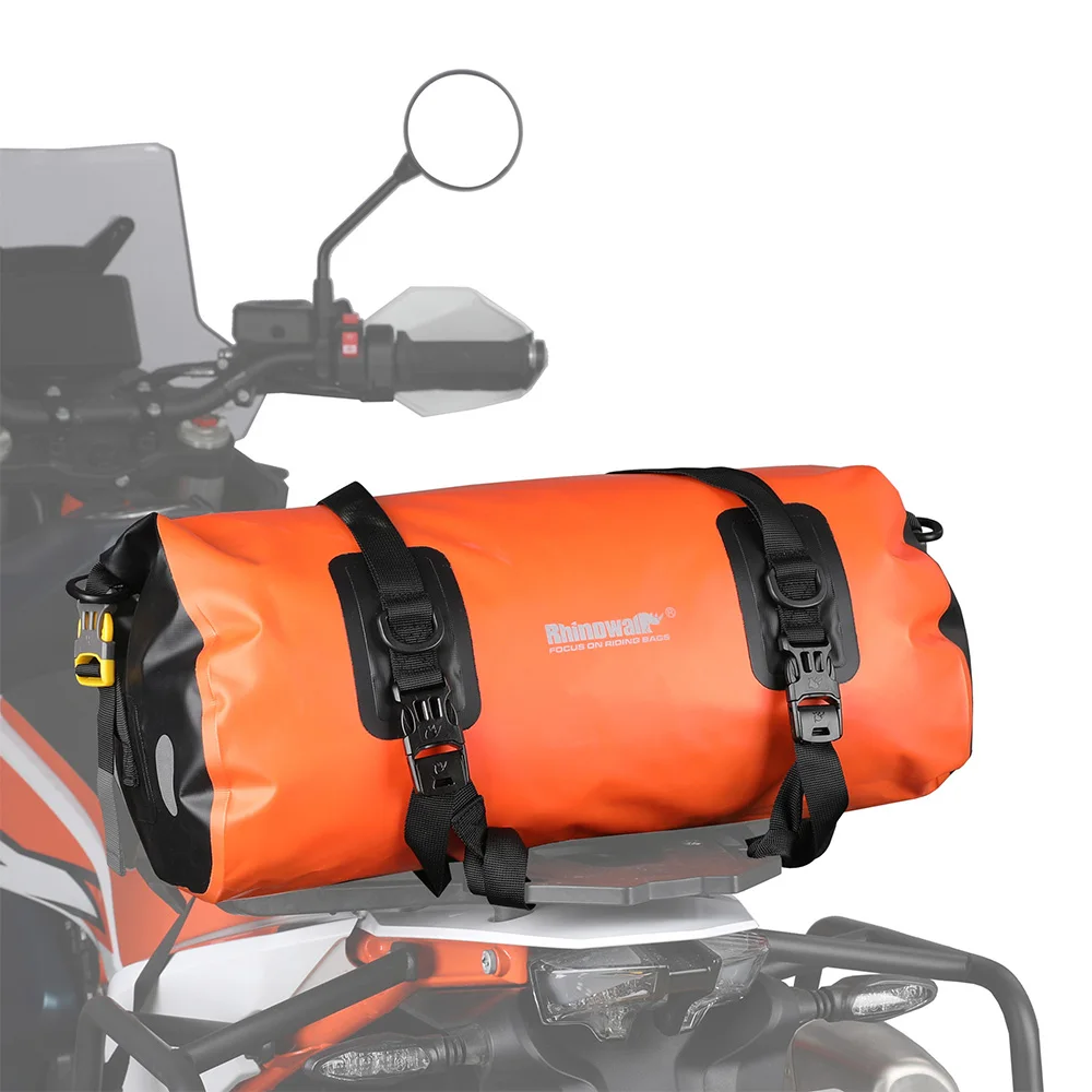

Rhinowalk 20L Водонепроницаемая мотоциклетная дорожная сумка с рулонным верхом Сверхмощная сухая сумка для хвоста Задний багаж для велосипедных приключений
