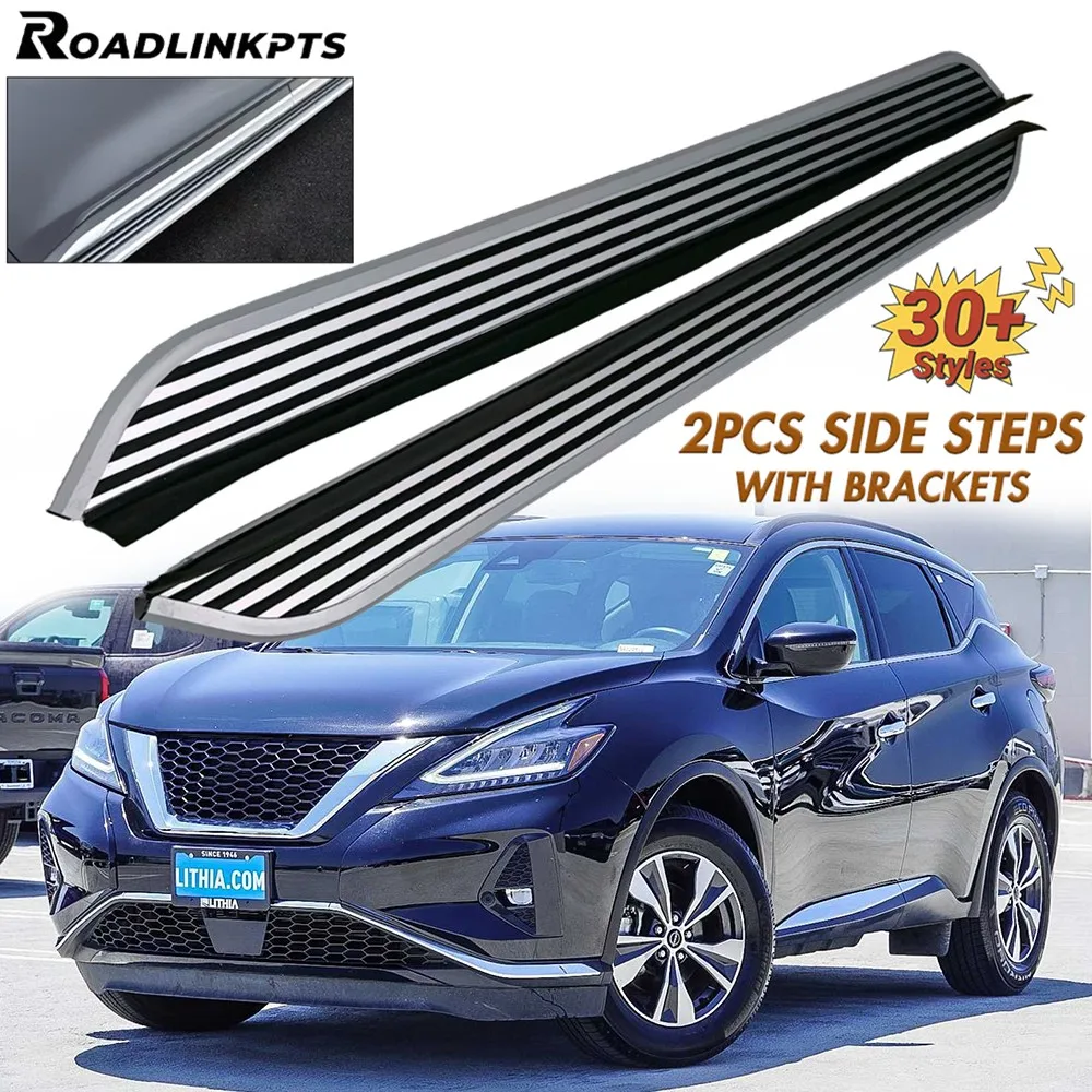 

2PCS Aluminum 4.7" Wide Silver Fixed Side Steps Fit for Nissan Murano 2015-2024 Running Boards Nerf Bars Rails Plates Pedals