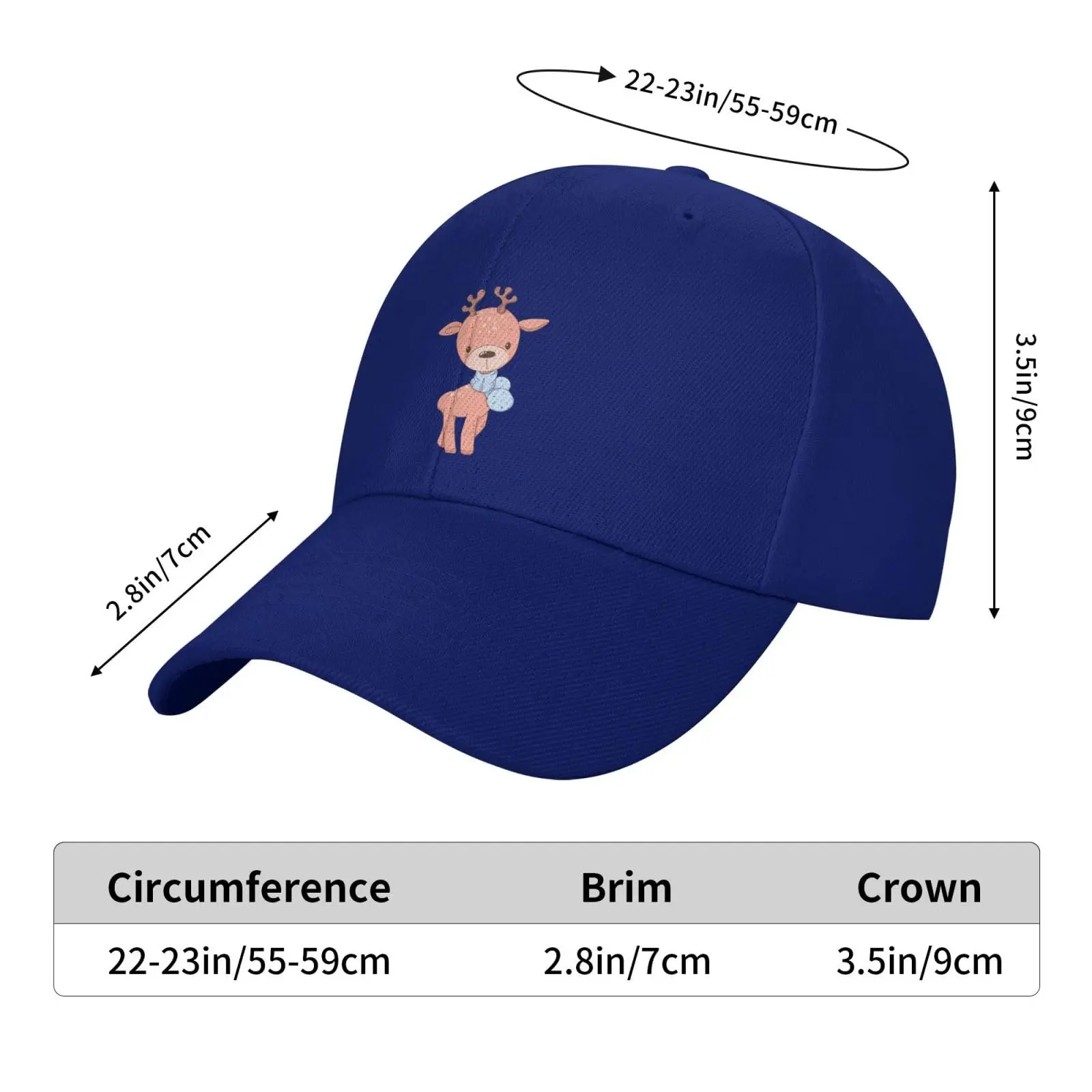 Casquette de baseball de camionneur de cerf mignon pour hommes et femmes, chapeaux de golf réglables, chapeau de papa bleu