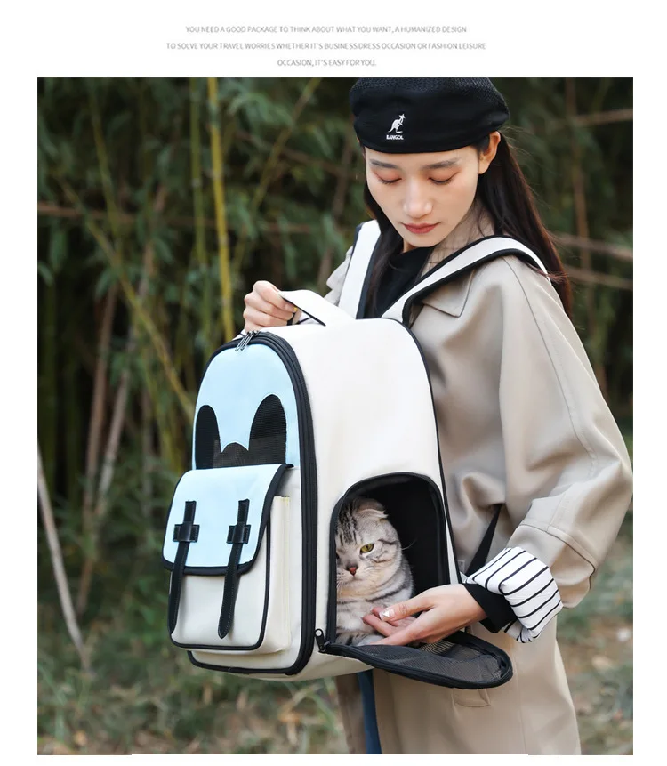 

Cat Portable Breathable Foldable Small Dog Bag Cat Backpack Outdoor Pet Bag