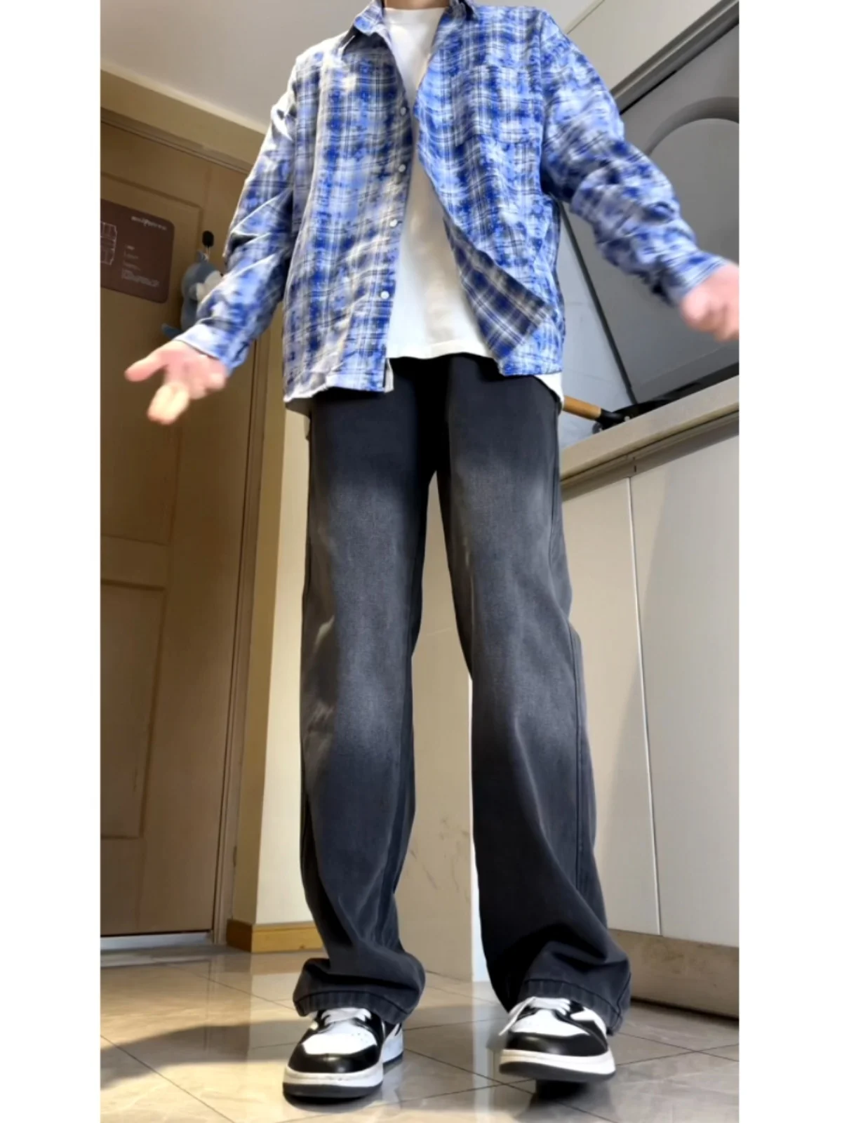 

Мужские джинсы High Street adient Color, свободные широкие брюки, прямые брюки-трубы, износостойкие для школьников-подростков