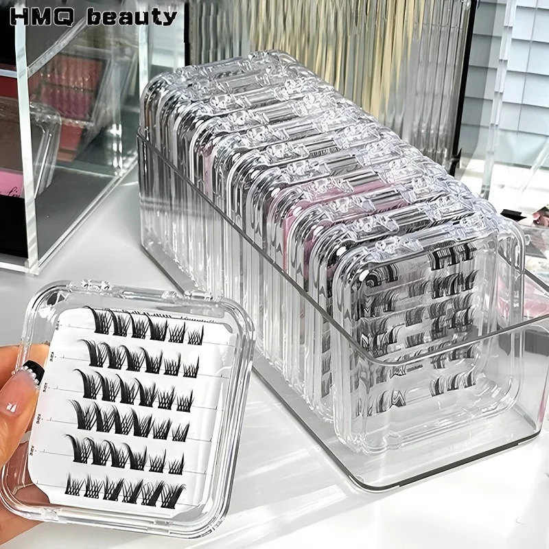 Caixa de armazenamento de cílios postiços retangular vazio mini organizador transparente plástico cílios titular grande capacidade caso de armazenamento de cosméticos