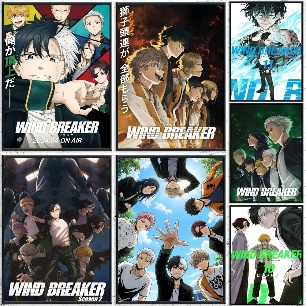 Anime W-Wind Breaker Poster High-Quality Waterproof Wall Decal for Study, Living Room & Garage, Great Gift for Fans