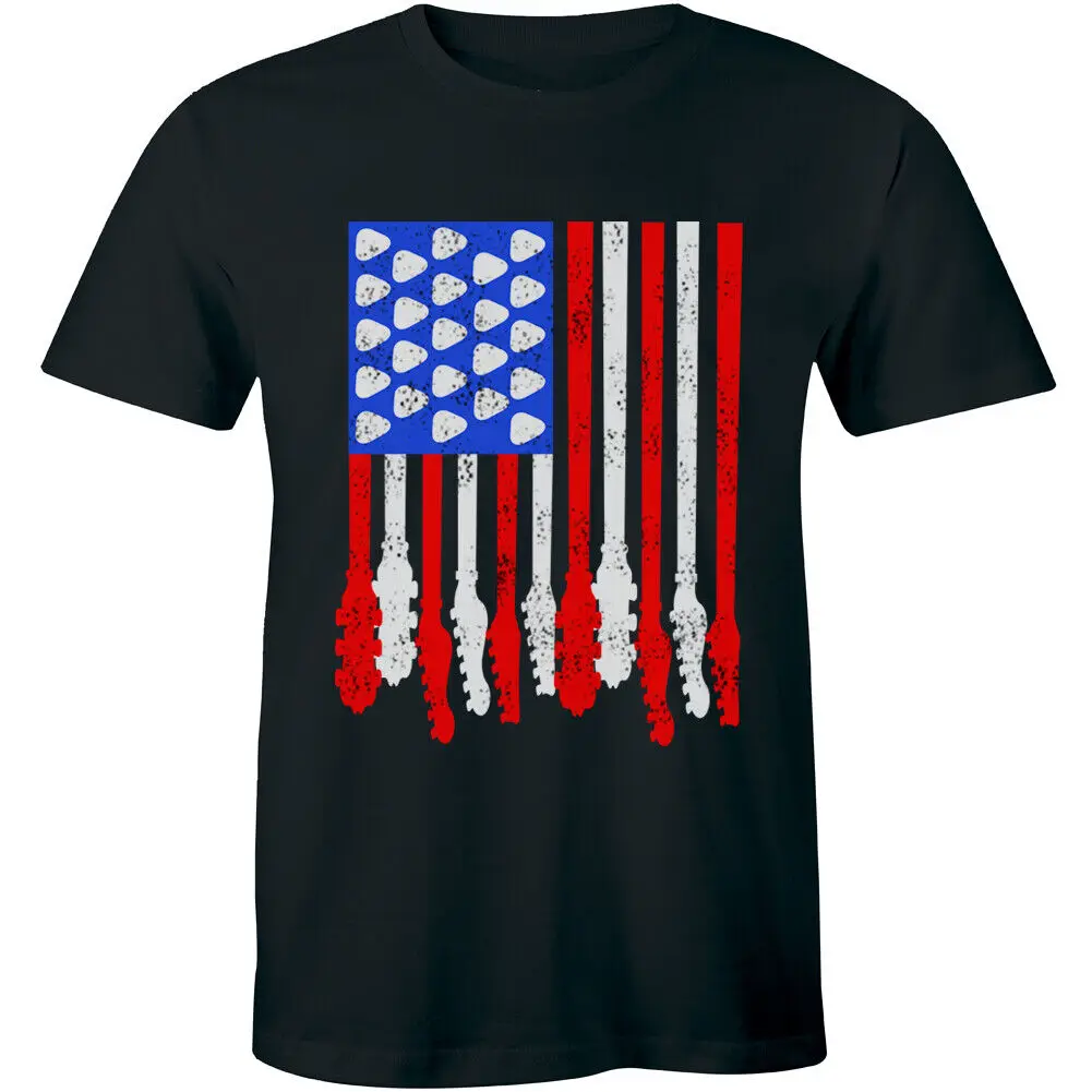 

United States Patriotic Guitar Flag 4th Fourth of July Men's T-shirt Tee