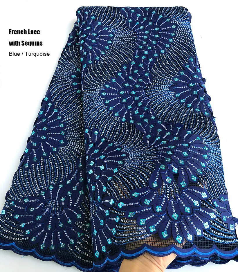 3D African French Lace Fabric Elegant Nigeria Ghana Traditional Garment Dress Sewing Wedding Wear with very neat Sequins