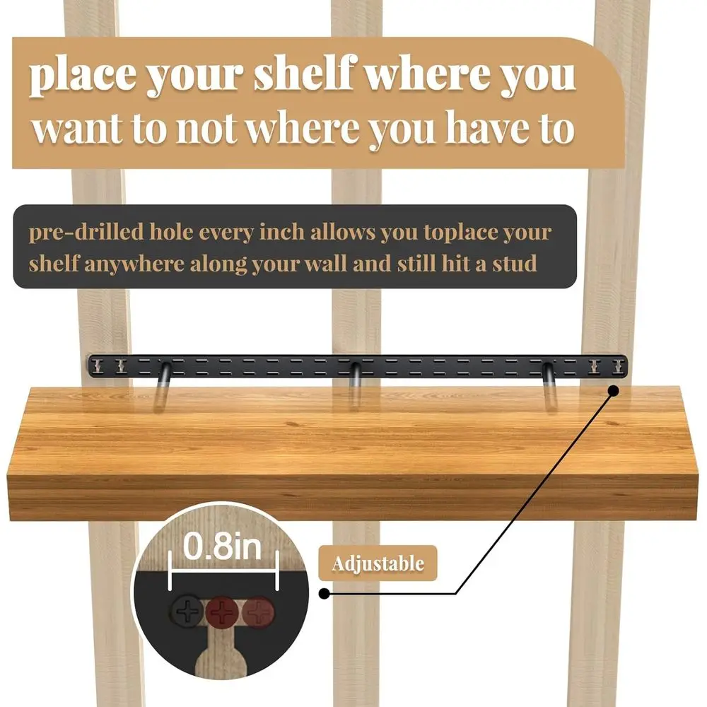 2-Pack Heavy Duty Invisible Wall Brackets for Floating Shelves, 34x8x1.5 with Mounting Jig & Tools