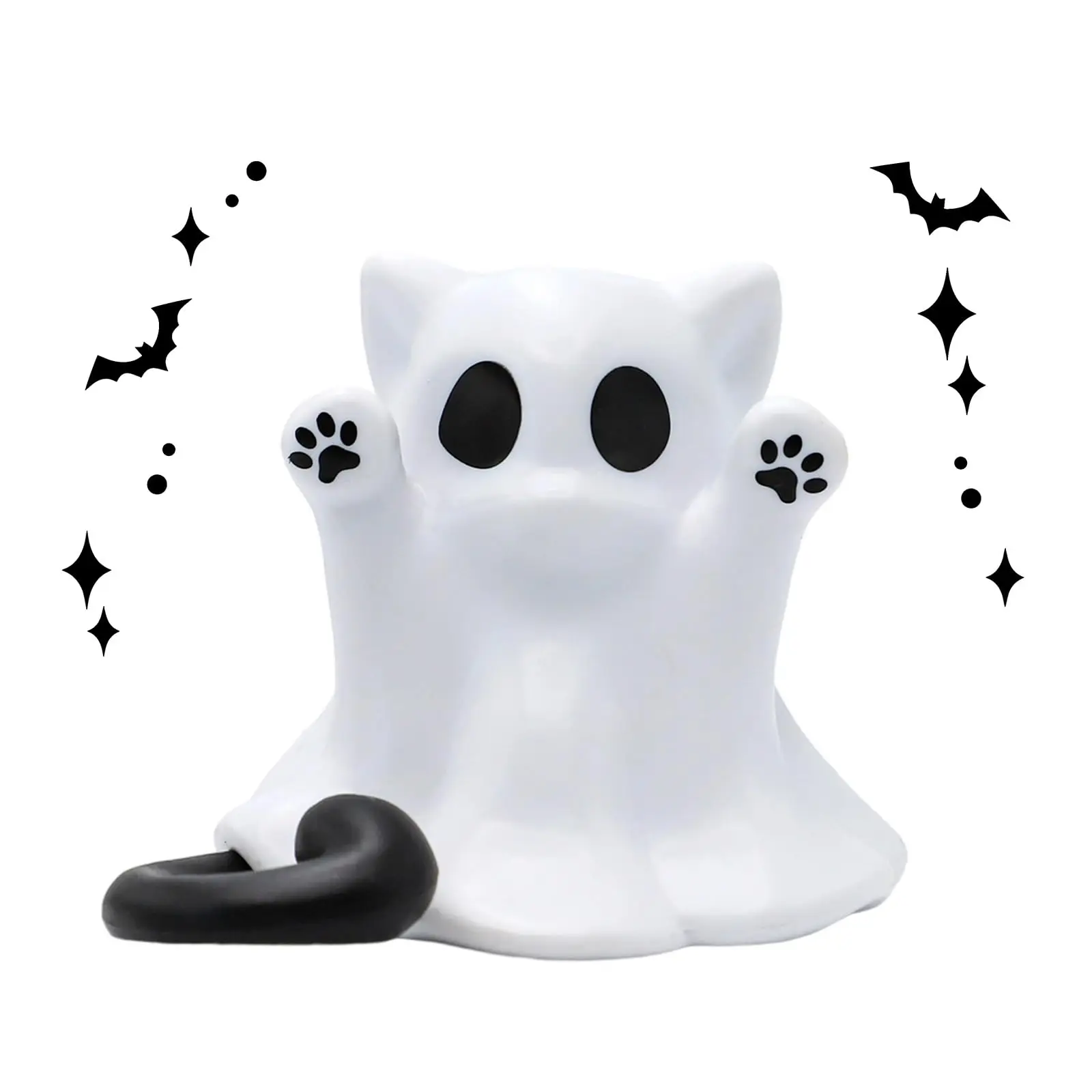 

Halloween Ghost Statue Cute Spooky Figurine Decor Mini Spooky Halloween Cat Ghost Figurine for Desktop Decor Display Ornaments