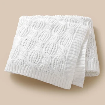 ผ้าห่มถักสำหรับเด็กทารกหญิงชาย100*80ซม. ผ้าห่มลายสก็อตผ้าอ้อมสำหรับเด็กแรกเกิดผ้าห่อตัวนุ่มสุดๆแฟชั่นฉลุลาย