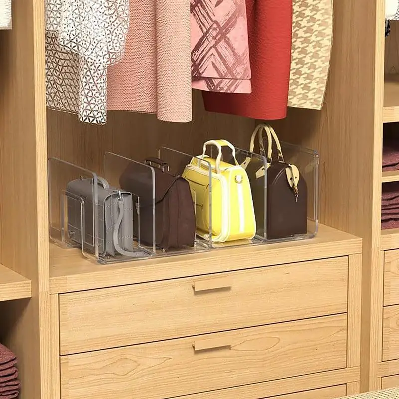 Étagères de Rangement Transparentes pour Sacs à Main, Support de Placard en Acrylique, 4 Fentes