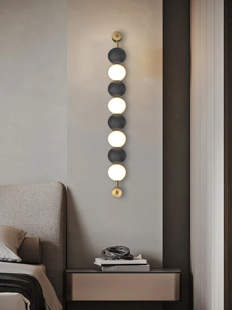 

Pure Copper Nordic Long Minimalist Wall Lamp White Luxury Wall Decoration Sconce Lamps Bedside Aisle Living Room Wall Lighting