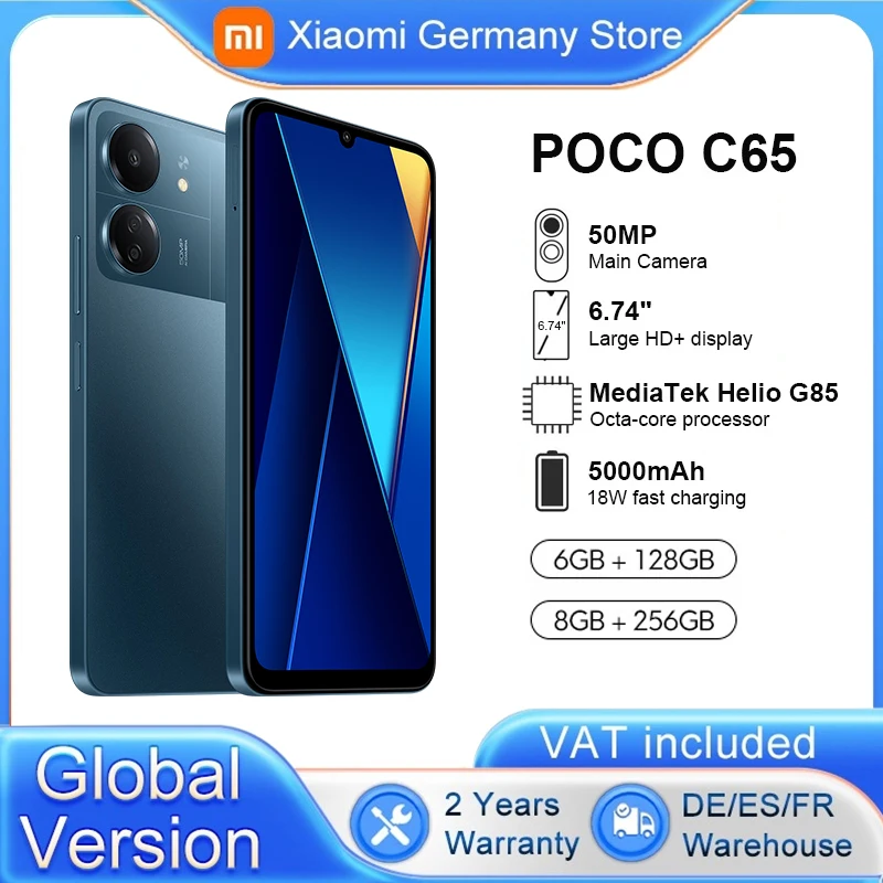 POCO C65 Global Version 8GB 256GB MediaTek Helio G85 Octa Core NFC 5000mAh Fast Charging 6.74 