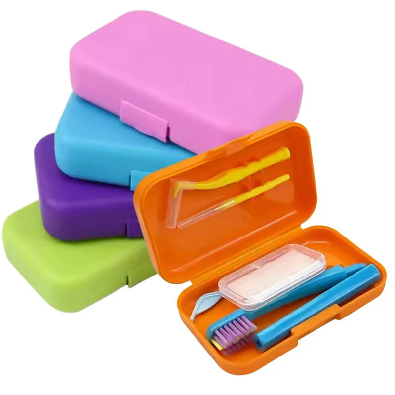 Portable Orthodontic Oral Cleaning Kit Travel Oral Care Set Foldable Toothbrush Interdental Brush Ortho Wax Teeth Whitening Tool