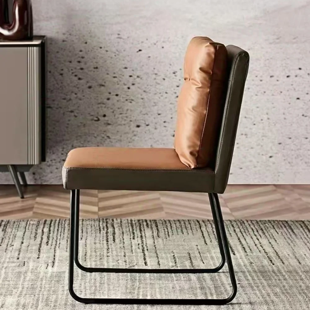Minimalist Full-grain Leather Dining Chair (Also Suitable as A Makeup Chair)