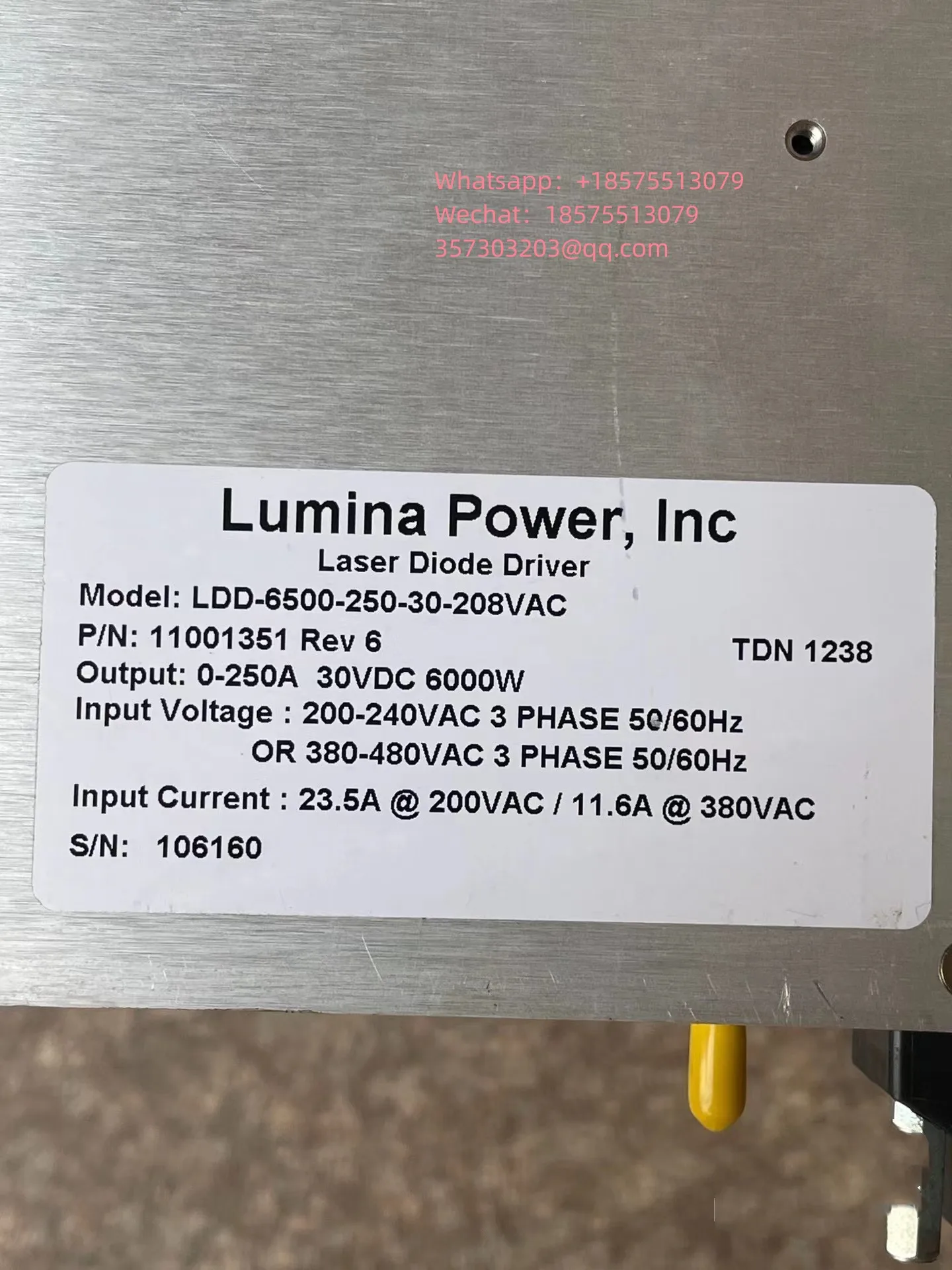 For Lumina Power Laser Power 6000W LDD-6500-250-30-208VAC