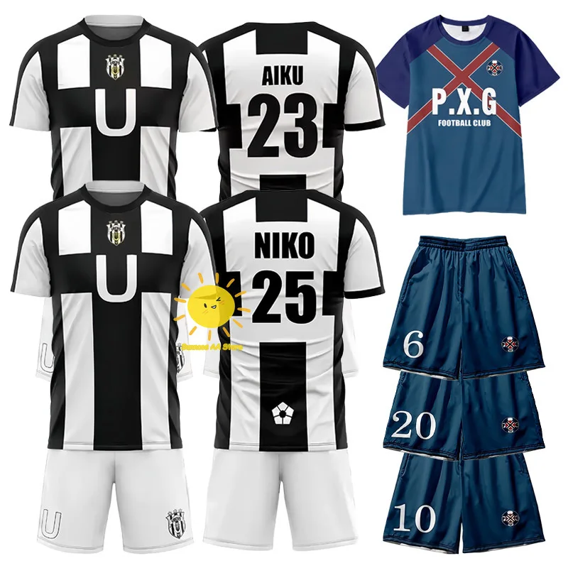 Fantasia de Cosplay Anime Azul Lock Ikki Niko Oliver Aiku, Camisa de Futebol e Meias, Cosplay de Halloween e Carnaval para Adultos