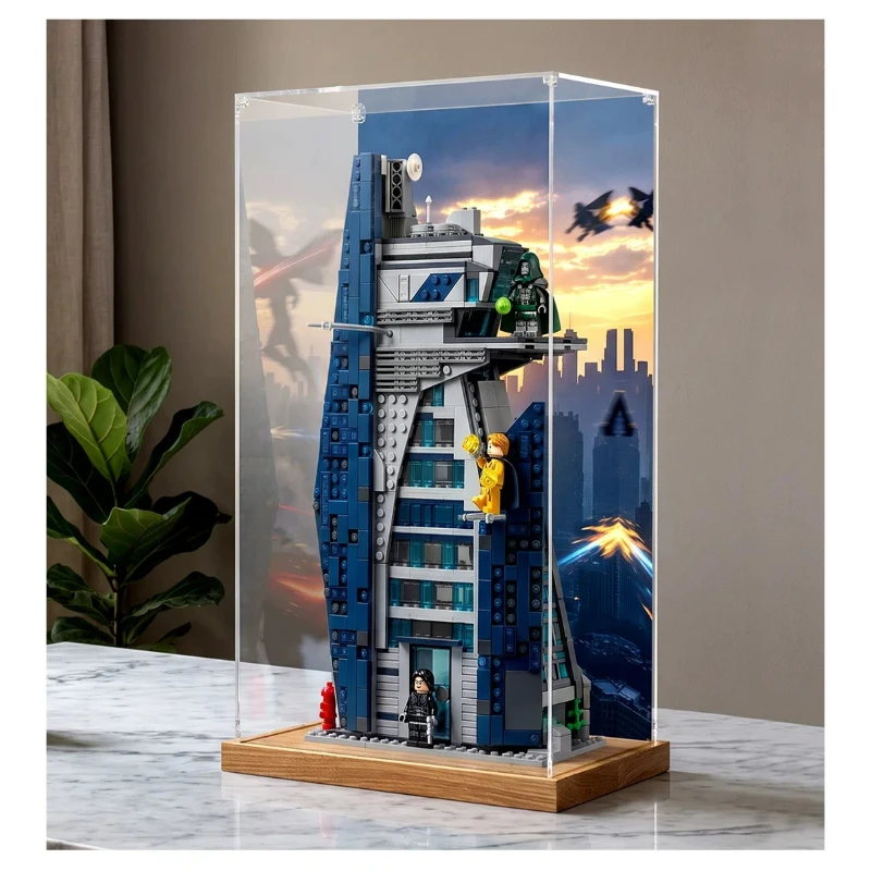 Clear Acrylic Display Showcase For Lego 76352 New Avengers Tower, Dust‑Proof Transparent Model Storage Box (Model Not Included)