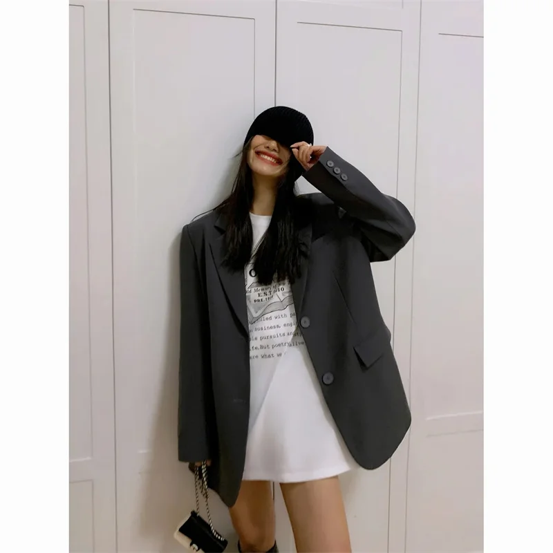 2024 Black Long Sleeved Suit Jacket For Women\'s Fashion Korean Back Split Office Lady Blazer Coat Spring Autumn Jacket Coat