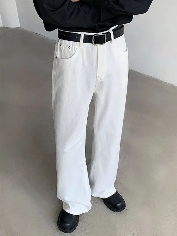 

American Sle Loose Wide Leg Jeans Men's Korean Version Floor Length Pants Youthful Casual Retro Trendy Straight Cut