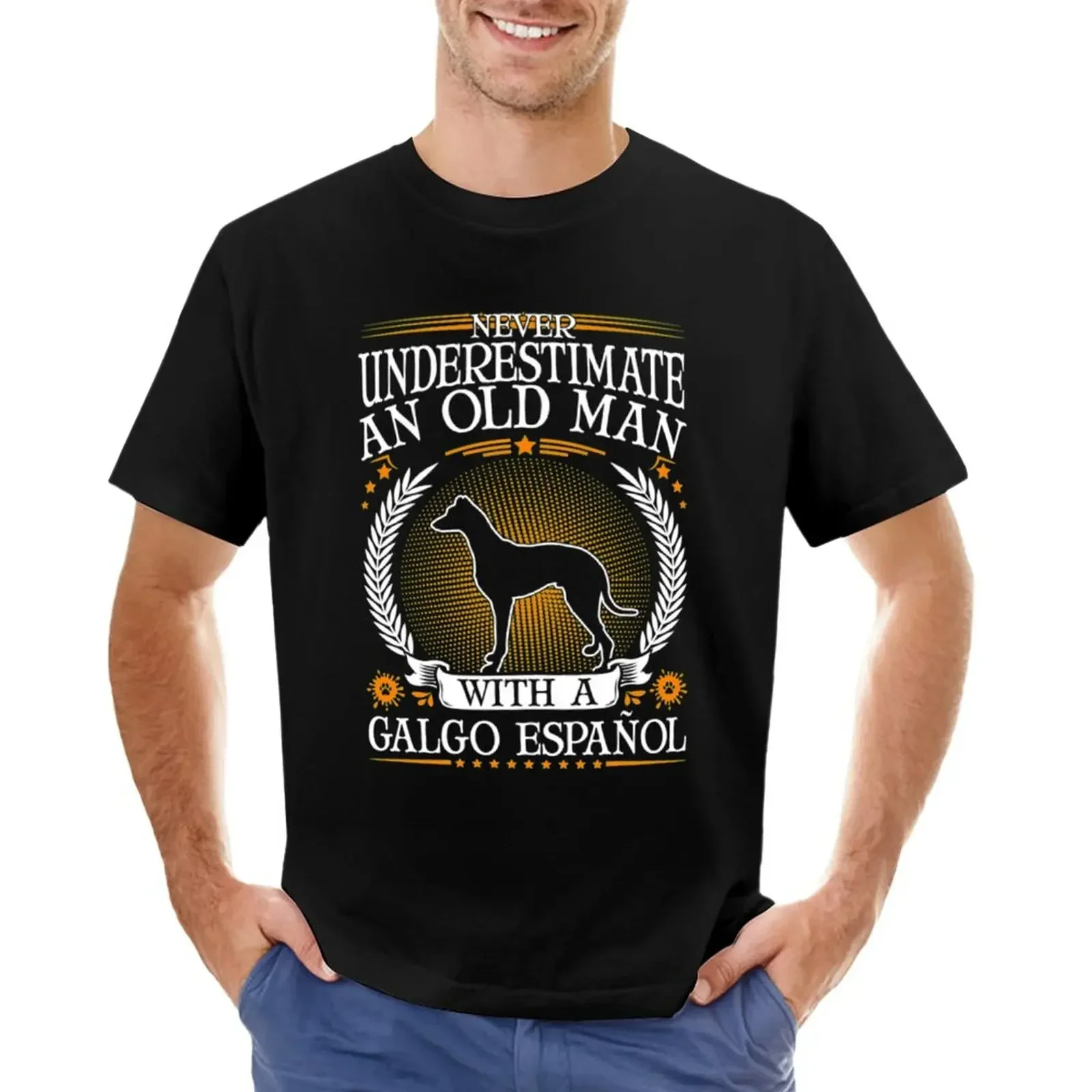 Galgo Espanol T-ShirtGalgo Espaol Old Man harajuku Spanish heavyweight Greyhound streetwear Short sleeve mens oversized t shirts