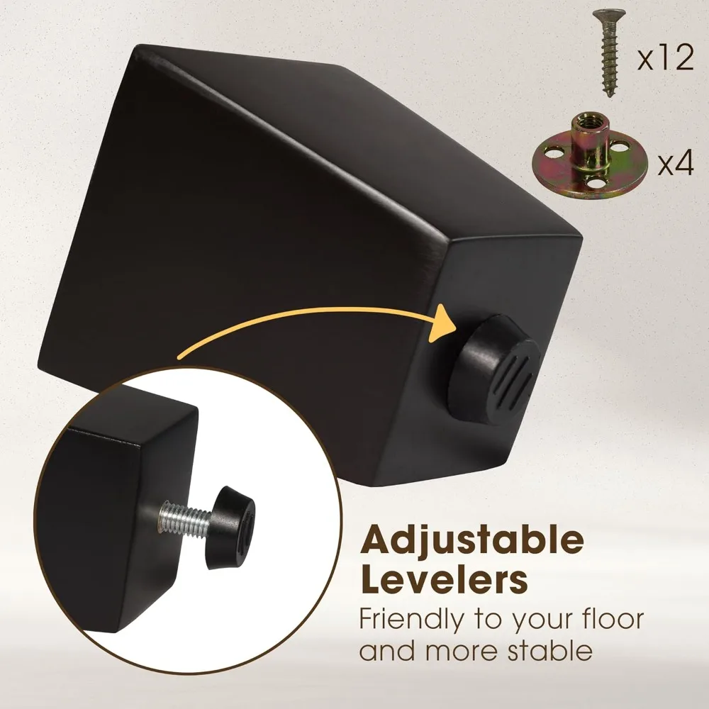(5 dimensioni: 3-4-5-6-8 Set di 4 gambe per mobili in legno - Gambe per divano quadrate, Gambe per divano - Gambe di ricambio moderne marrone metà secolo