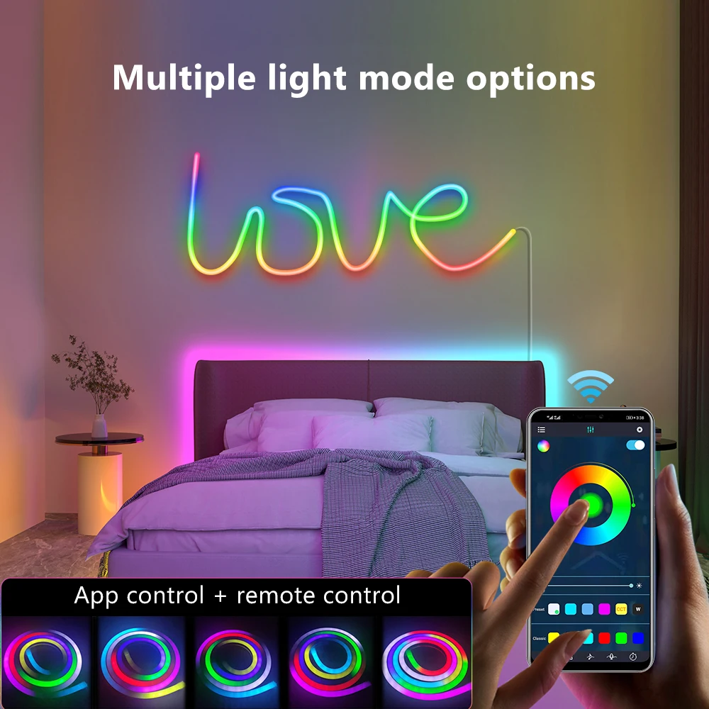 Imagem -02 - Tuya Novo Inteligente Led Luzes de Néon App Faça Você Mesmo Música Sincronização Rgb-dreamcolor Ip68 à Prova Dip68 Água Flexível Pode Ser Escurecido Milhões Cores Diy