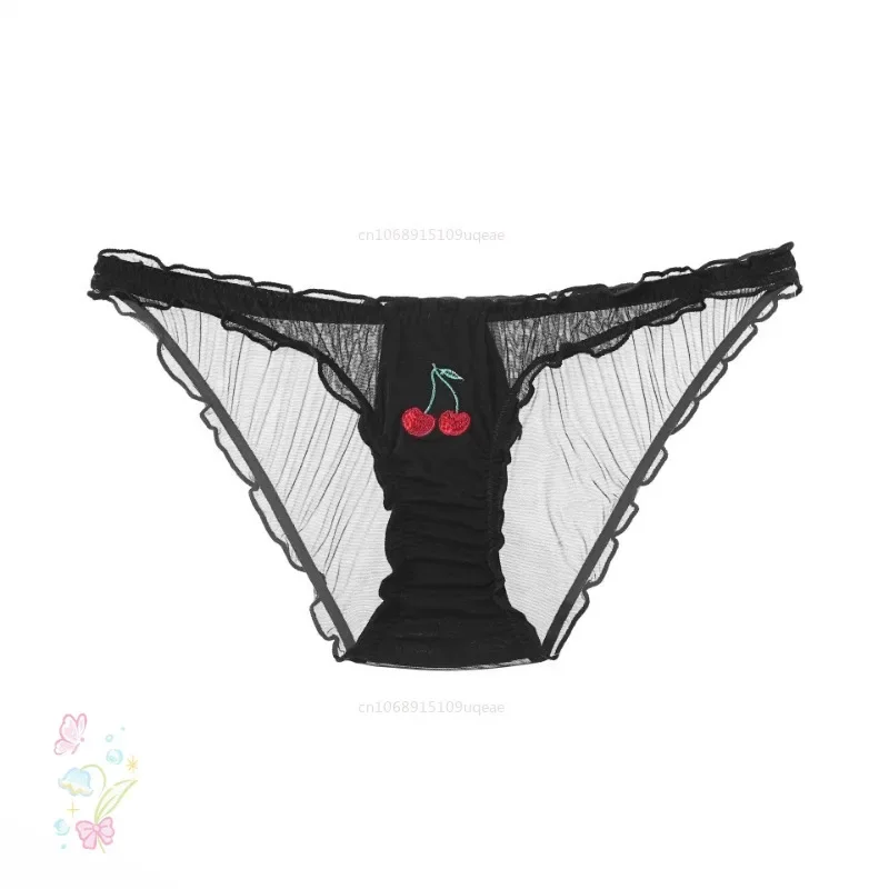 New Women Sexy Panties Lace Underpants Low-waist Panties Fruit Embroidery Perspective Briefs Female Underwear Lencería Femenina image 4
