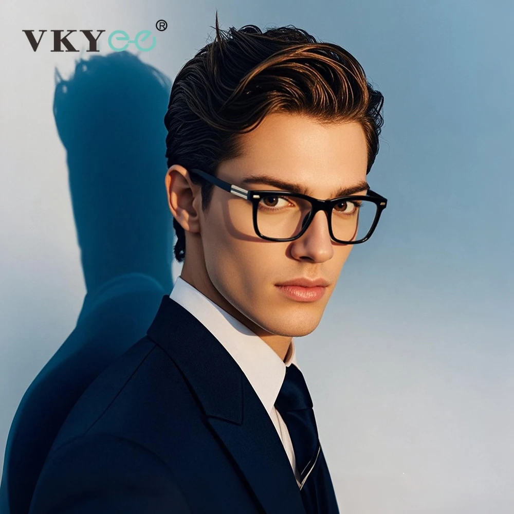 VICKY New Simple Geometric Square Design Men's Anti-blue Light Reading Glasses Can Be Customized Prescription 84007