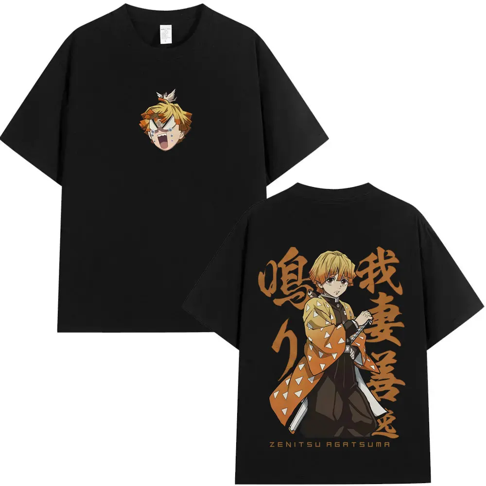 

Anime Demon Slayer Agatsuma Zenitsu Graphic T Shirt Men Women Clothing Fashion Oversized Short Sleeve T-shirt Cartoon Streetwear