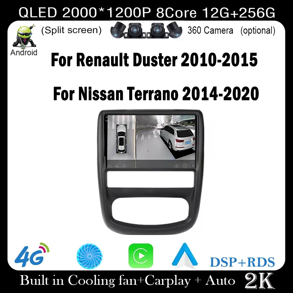 9 polegada android 14 para renault duster 2010-2015 para nissan terrano 2014-2020 carro radiovideo multimídia player wifi + 4g bt dsp