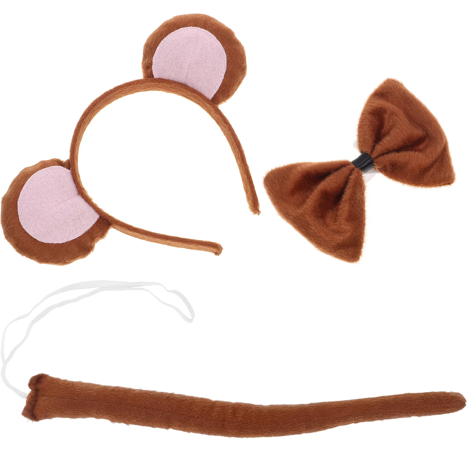 

Monkey Ears Headband Tail Animal Costume Halloween Cosplay Supplies Bow Tie Accessory