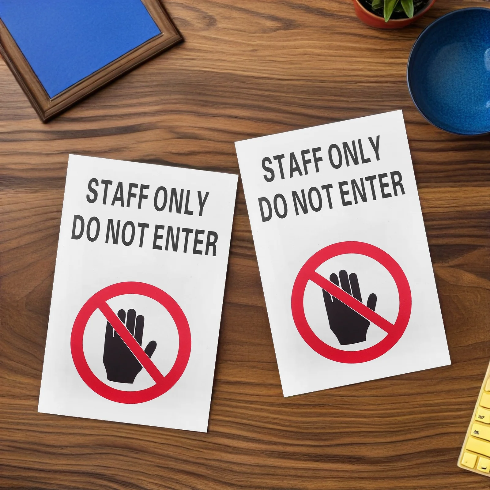 2Pcs Security Caution Sign Self Adhesive Do Not Enter Warning Decal for Restricted Zones Private Control